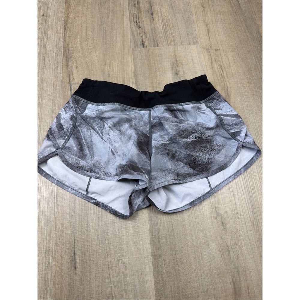 Ivivva Lululemon Speedy Shorts Girls Size 14 Black Gray Print Built In Liner